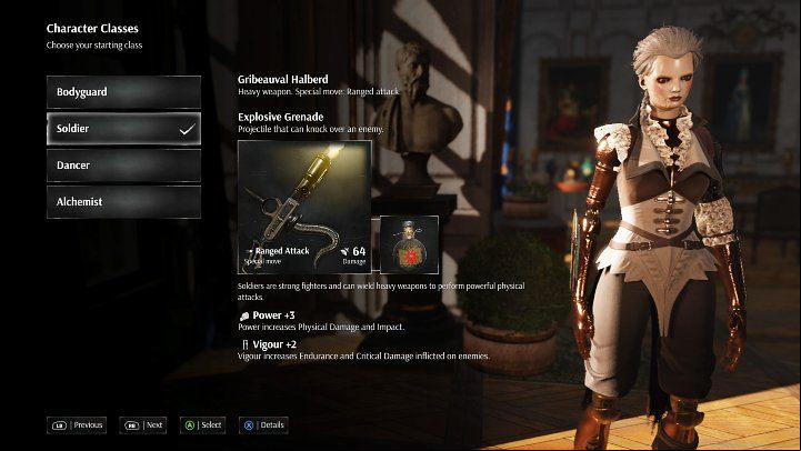 The next step in character creation is to choose one of four possible character classes - Steelrising: Character Creation - Basics - Steelrising Guide, Walkthrough