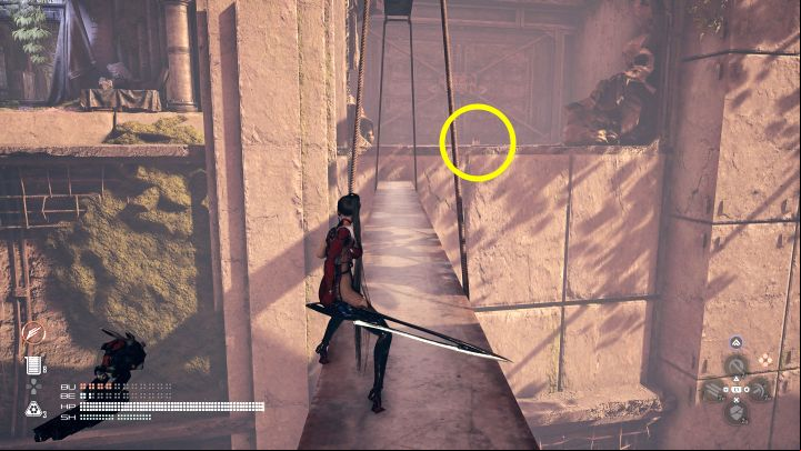 Reach the place where you have to solve the crane puzzle on Eidos 7 - Stellar Blade: All EVE costumes map - Secrets and Collectibles - Stellar Blade Guide