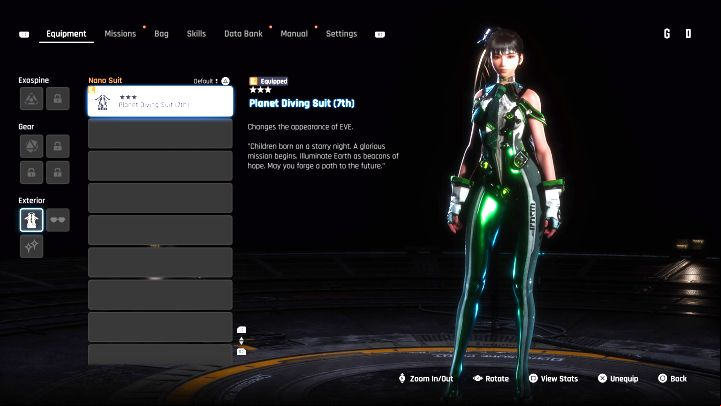 This is the outfit that Eve uses by default from the beginning of the game - Stellar Blade: All EVE costumes map - Secrets and Collectibles - Stellar Blade Guide