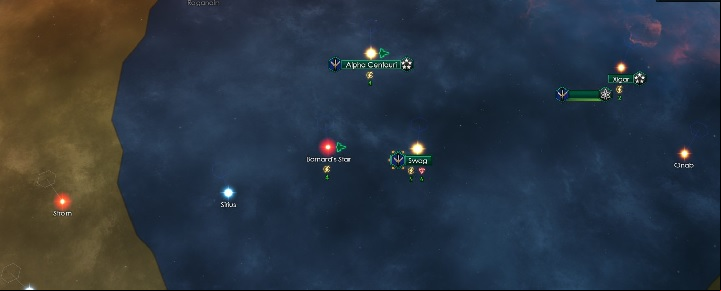 The galaxy map displays your areas of influence, and systems which were discovered - Interface in Stellaris - Basics - Stellaris Guide