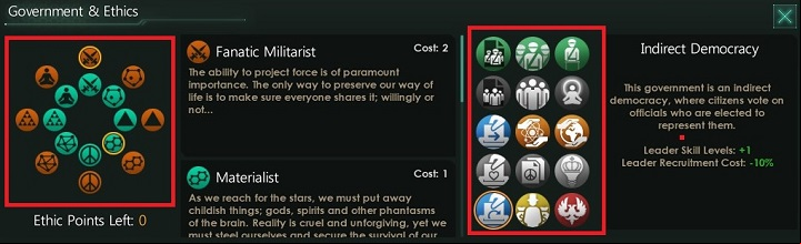 The screenshot presents two elements of the section - Faction creator in Stellaris - Factions - Stellaris Guide
