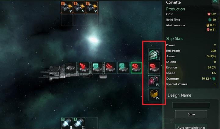 Then you can select additional equipment such as drive, maneuvering engines, on-board computer or radar - Ship designer in Stellaris - Fleet - Stellaris Guide