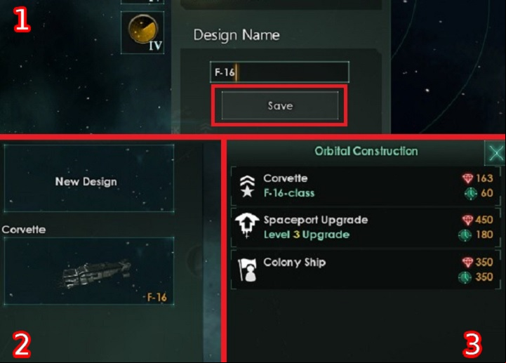 A finished project must be properly named and saved - Ship designer in Stellaris - Fleet - Stellaris Guide