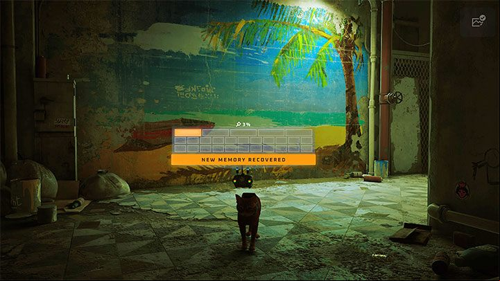 Menu location: row 1, item 1 - Stray: The Flat - All Memories - Memories B-12 - Stray Guide, Walkthrough