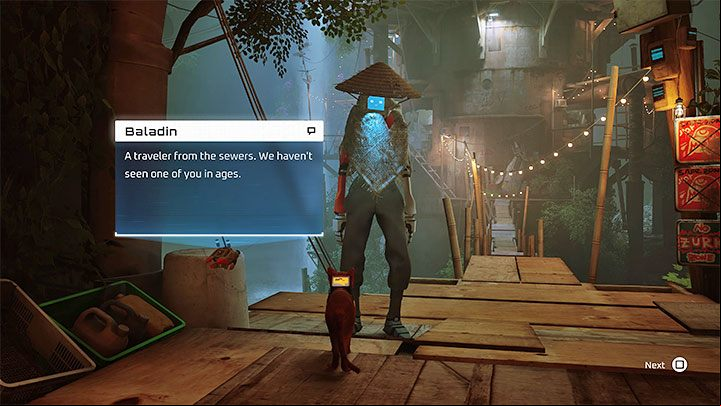 You will reach the machines' village right after you leave the sewers you explore in chapter 8 - Stray: Antvillage, Chapter 9 - walkthrough - Walkthrough - Stray Guide, Walkthrough