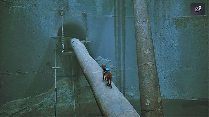 Finally, walk over the larger pipes - Stray: Antvillage, Chapter 9 - walkthrough - Walkthrough - Stray Guide, Walkthrough