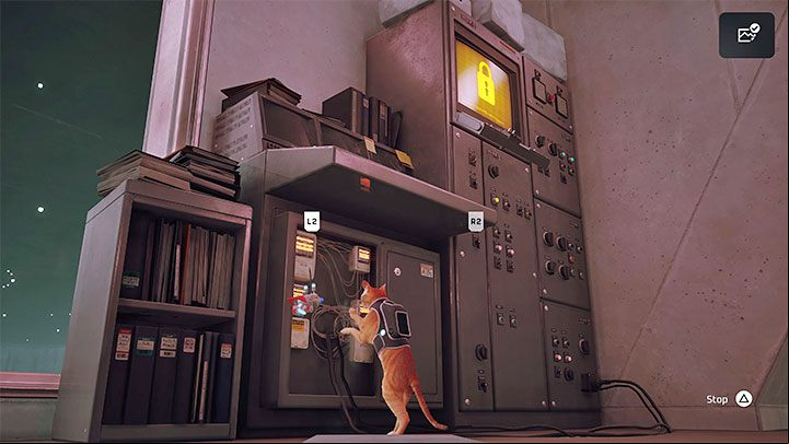 You need to find a near each terminal - Stray: The locked access to the system puzzle - Control Room - Puzzles - Stray Guide, Walkthrough
