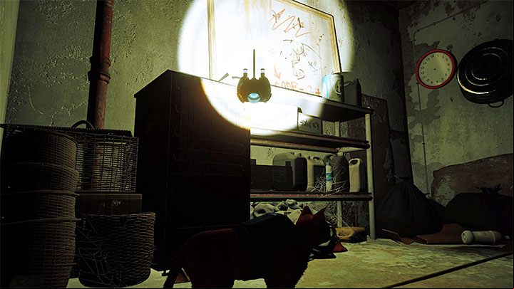 Explore the first room on the right - Stray: The puzzle with the code to the closed door - The Flat - Puzzles - Stray Guide, Walkthrough