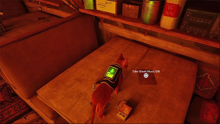 Go to the second floor of the bar - Stray: Sheet Music - list - Secrets and Collectibles - Stray Guide, Walkthrough