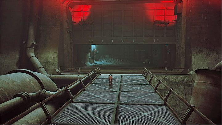 After watching it, you have to run away with B-12 in your muzzle - Stray: The Sewers, Chapter 8 - walkthrough - Walkthrough - Stray Guide, Walkthrough