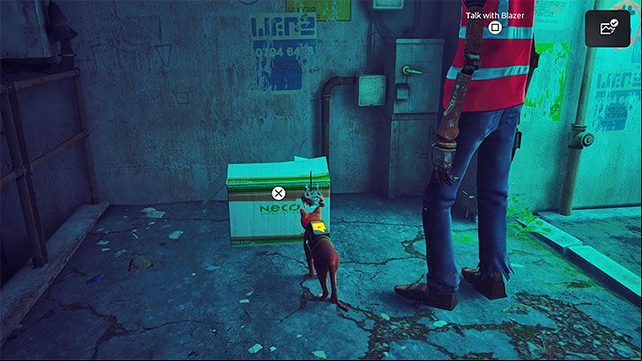 With the hat and jacket, you can return to the Blazer - Stray: Midtown, Chapter 10 - walkthrough - Walkthrough - Stray Guide, Walkthrough