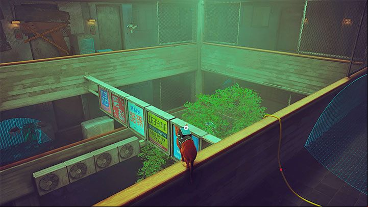On the top floor, take the shortcut, i - Stray: Midtown, Chapter 10 - walkthrough - Walkthrough - Stray Guide, Walkthrough
