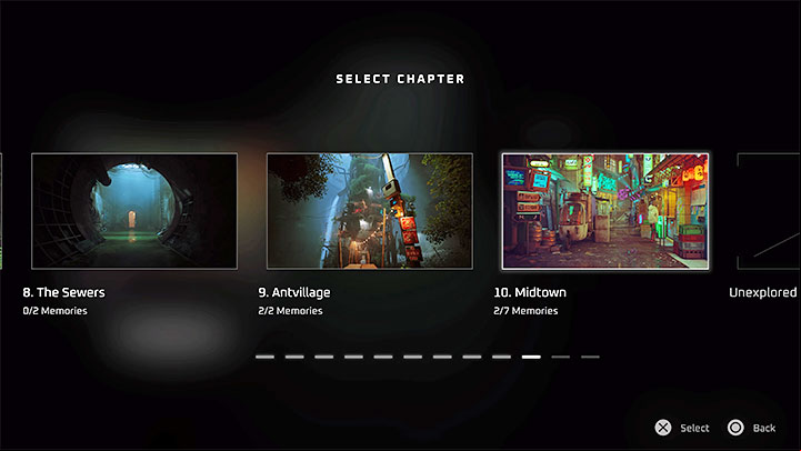 Repeating chapters will be useful, above all, to obtain missed achievements and collectibles - Stray: Chapter Select - is it possible? - FAQ - Stray Guide, Walkthrough
