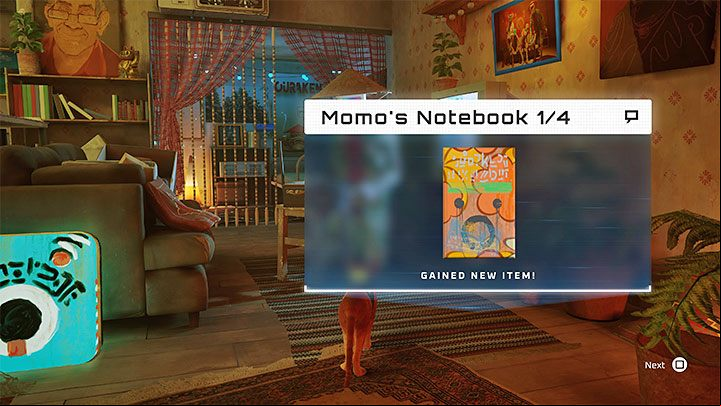 Talk to Momo and show the postcard (choose this item from your inventory) - Stray: Notebooks in The Slums - where to find? - FAQ - Stray Guide, Walkthrough