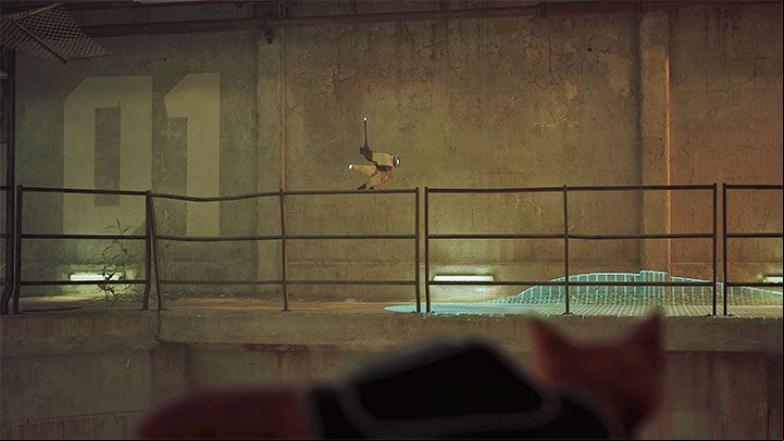 Sentinels are flying enemy drones that guard the restricted zone - Stray: Combat and Stealth - Zurks and Sentinels - Basics - Stray Guide, Walkthrough