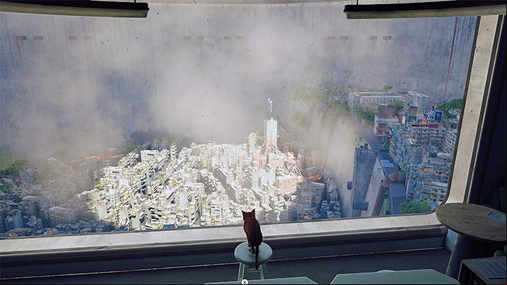 Thanks to B-12's help, the dome above Walled City 99 is opened and, after hundreds of years, the sun's rays can finally breach it - Stray: The games ending - walkthrough of the ending - Walkthrough - Stray Guide, Walkthrough