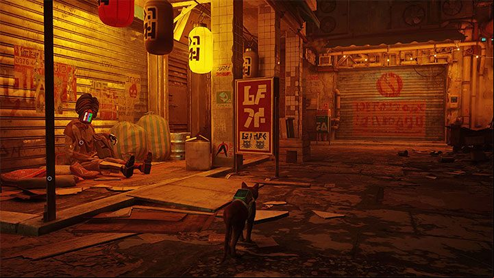 Start in front of the garage with the Guardian, then go left - Stray: The Slums Map - is it available in the game? - FAQ - Stray Guide, Walkthrough