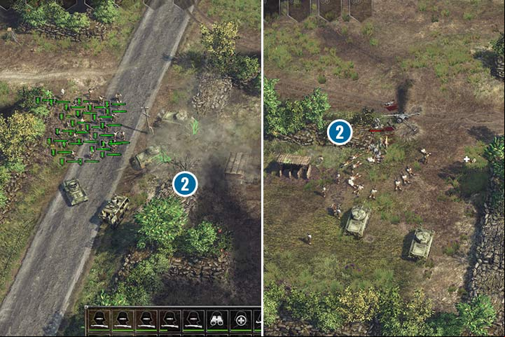 Some of the enemy positions can be approached form behind thanks to modified Sherman tanks. You can destroy those hedges that dont have any vegetation. - Mission 2 - Battle of the Hedgerows | Allied | Campaign - Allied - Sudden Strike 4 Game Guide