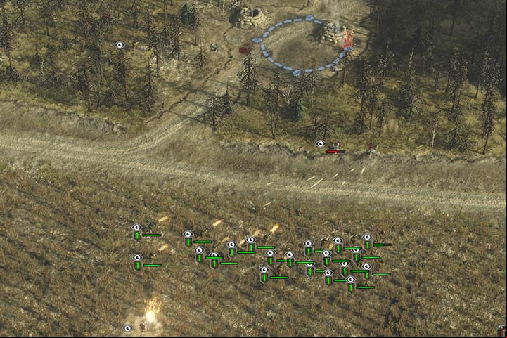 Place your squad in vegetation and lure enemies to your location. Thanks to that you can shoot before the enemies can find your troops. - Mission 7 - Operation Plunder | Allied | Campaign - Allied - Sudden Strike 4 Game Guide