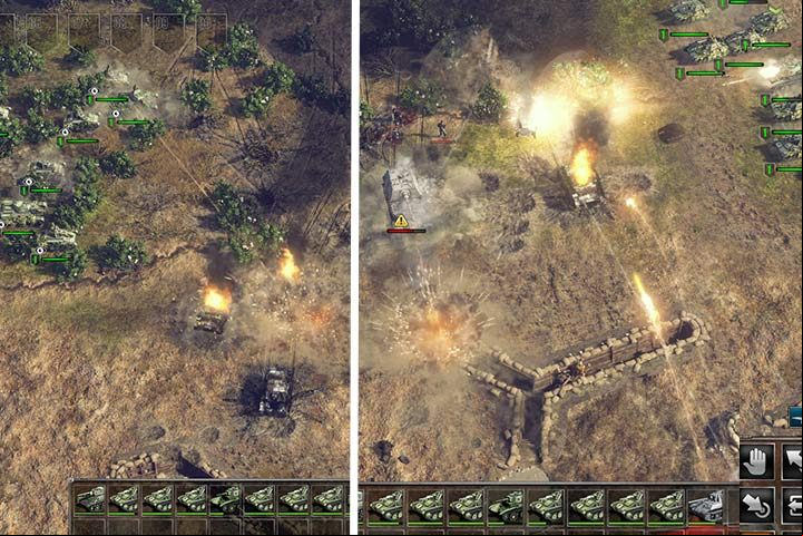 Tanks with camouflage are ideally suited for outflanking the enemy and effectively eliminating enemy vehicles. You should preferably attack the enemy when it engages with your defense force. - Mission 4 - The Battle of Kursk | Soviet | Campaign - Soviet - Sudden Strike 4 Game Guide
