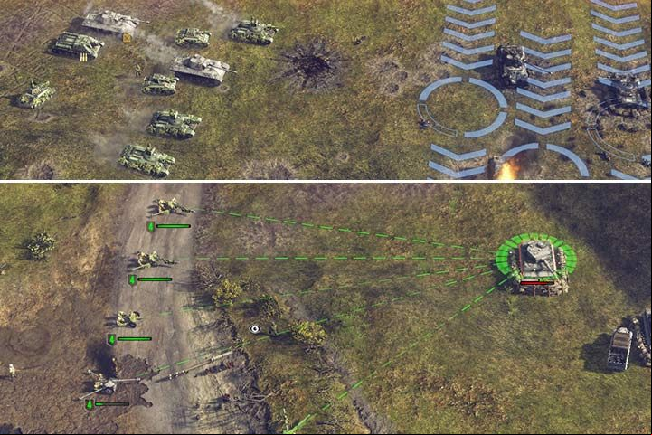 Deal with groups of enemy tanks by firing from sides - use cannons, tanks, AT units or airplanes. - Mission 4 - The Battle of Kursk | Soviet | Campaign - Soviet - Sudden Strike 4 Game Guide