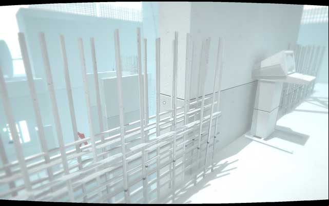 Make your way through the scaffold to get to the roof and find another terminal - Computer terminals - Secrets - SUPERHOT - Game Guide and Walkthrough