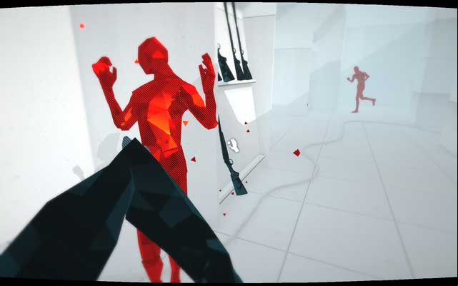 As soon as you get to the server room, head left and reach the weapon cache - Levels 11-15 - Walkthrough - SUPERHOT - Game Guide and Walkthrough
