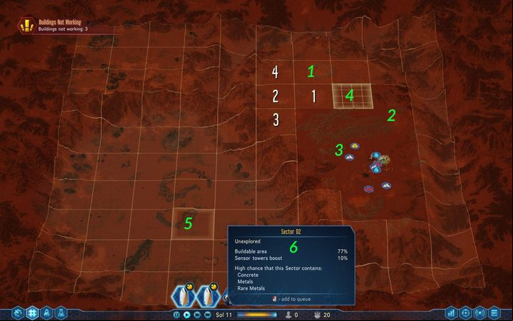 Here, you will learn how to use the map and find all the necessary pieces of information - Interface - map in Surviving Mars - Game basics - Surviving Mars Game Guide