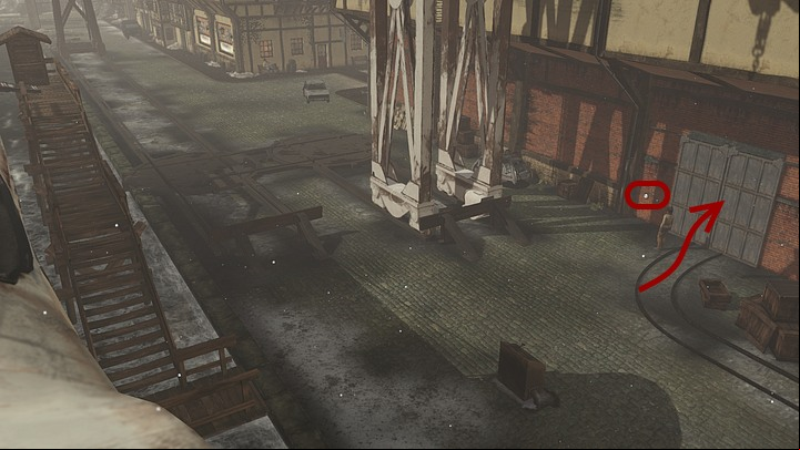 The hangar and the crane that were mentioned by the captain are in front of the stairs that leads to the ferry - Load the coal on the Krystal | Chapter three | Walkthrough - Chapter three - Syberia 3 Game Guide