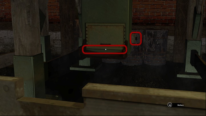 Move it close to the second chute on the opposite side of the hangar - you must stop the cart near it (the magnifying glass icon, seen when you stop zooming in at the cart, indicates that said cart is in the right spot) - Load the coal on the Krystal | Chapter three | Walkthrough - Chapter three - Syberia 3 Game Guide