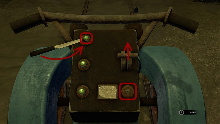 In order to deal with this problem you must use the knife on the upper left button - you must not only get in under the button, you must also lever it up (by making a slight move with your mouse - down and then right) and then take the button - Load the coal on the Krystal | Chapter three | Walkthrough - Chapter three - Syberia 3 Game Guide