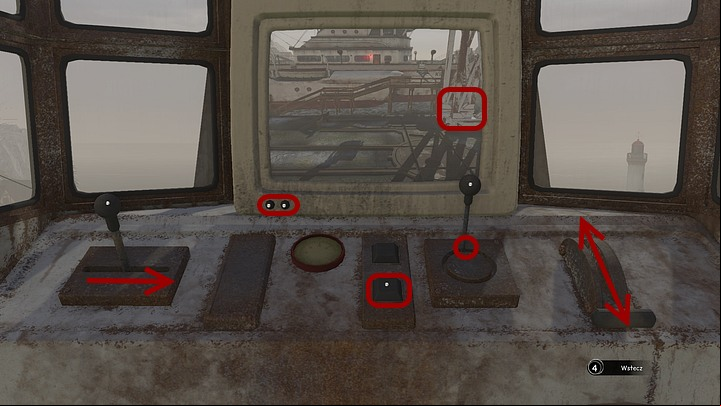 If you want to get the coal into the hold then the crane must be on the tracks that are closer to the ferry (the second lower monitor) - Load the coal on the Krystal | Chapter three | Walkthrough - Chapter three - Syberia 3 Game Guide