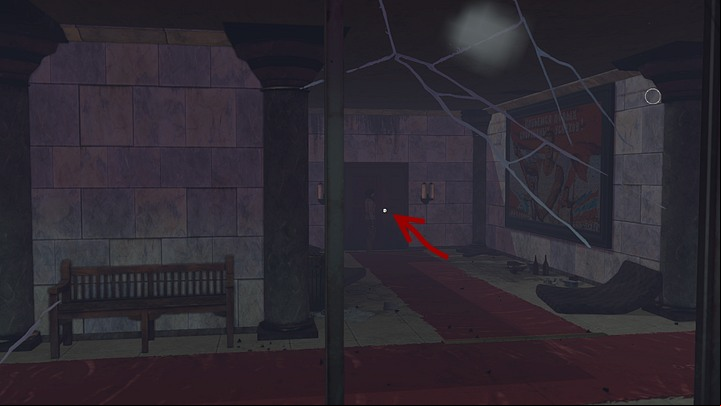 From the top of the stairs go left, and when the perspective changes, go to the right, via the corridor with red carped and a glass wall - take the first left, and enter the door at the end (shown above) - Find three Yukol lenses - Chapter seven - Syberia 3 Game Guide