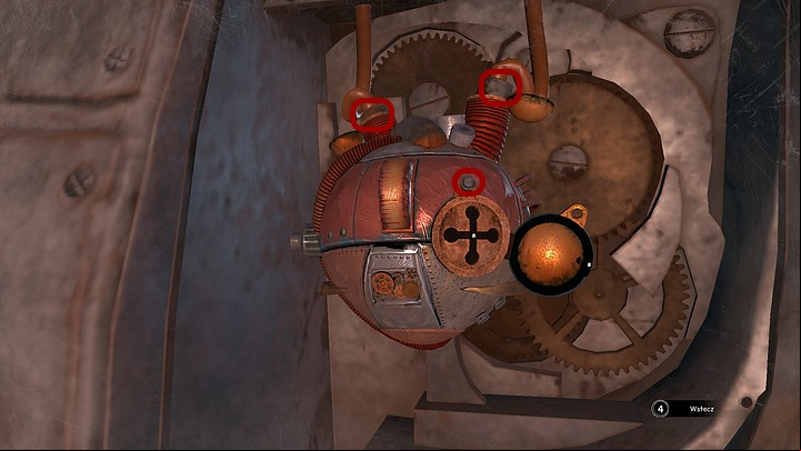 Unplug the cable slots in the heart with your mouse - Repair the automaton | Chapter five | Walkthrough - Chapter five - Syberia 3 Game Guide