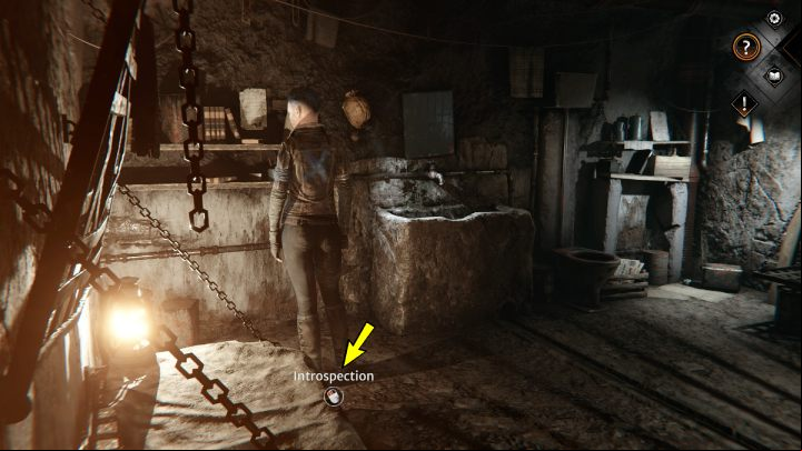 You can find introspection by hovering your cursor over Kate's bed - Siberia The World Before: Iron Taiga area - salt mine, winter 2004 part 1 - walkthrough - Walkthrough - Syberia The World Before Guide