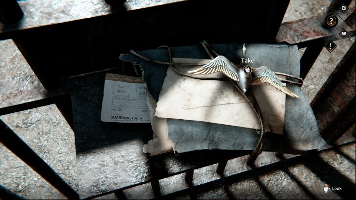 Walk up to the parcel, pick up the plane ticket, music box, and read the letter - Siberia The World Before: Iron Taiga area - salt mine, winter 2004 part 1 - walkthrough - Walkthrough - Syberia The World Before Guide