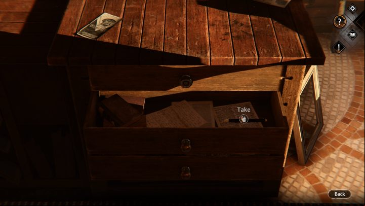 Walk over to Dana's father's desk and grab a pen from the middle drawer - Siberia The World Before: Vaghen - Rozes family house, spring 1937 - walkthrough - Transition description - Syberia The World Before - game guide