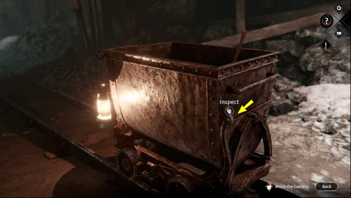 Walk along the tracks and find the cart with a pickaxe inside - Syberia The World Before: Iron Taiga area - salt mine, winter 2004 part 2 - walkthrough - Transition description - Syberia The World Before - game guide
