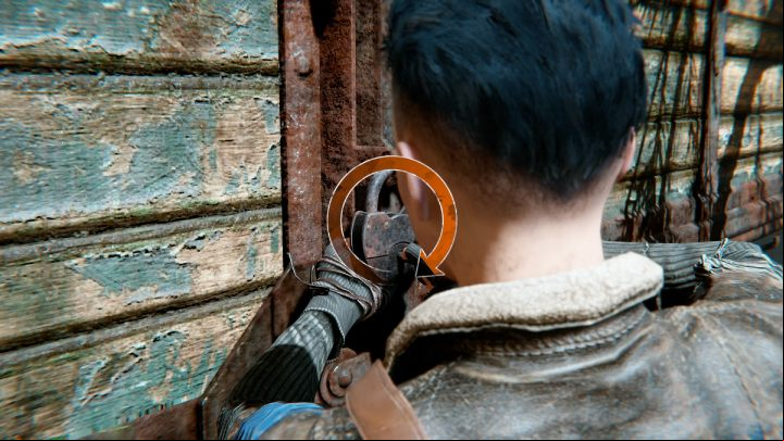 Walk up to the green freight carriage and open the padlock with the key you still have - Syberia The World Before: Iron Taiga area - salt mine, winter 2004 part 2 - walkthrough - Transition description - Syberia The World Before - game guide