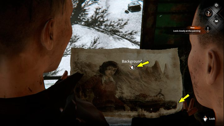 Examine the inscription in the lower right corner and the background of the painting - Syberia The World Before: Iron Taiga area - salt mine, winter 2004 part 2 - walkthrough - Transition description - Syberia The World Before - game guide