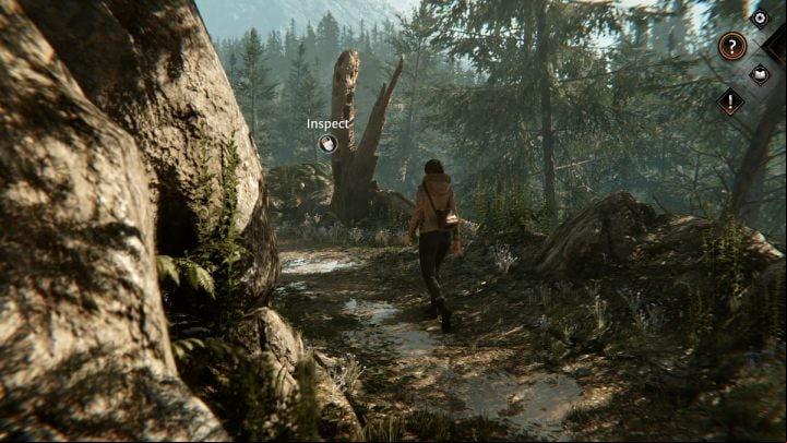 Follow the path to the refuge and explore the area by the fallen tree - Siberia The World Before: Vaghen - mountains, autumn 2005 - walkthrough - Walkthrough - Syberia The World Before Guide