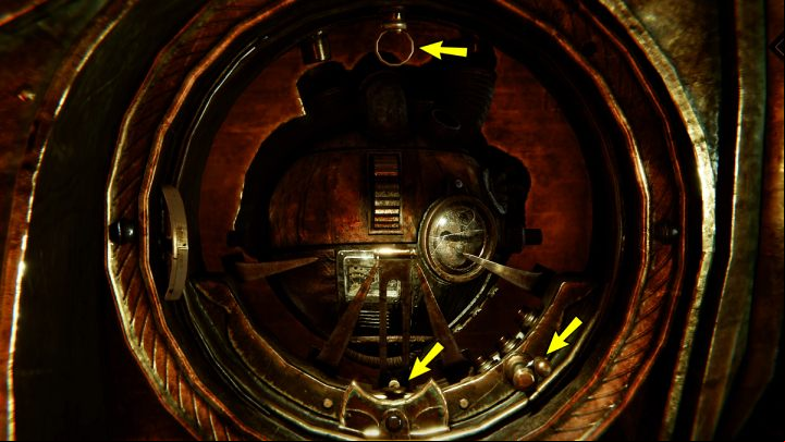 The handle at the top is used to stop the heart mechanism - Syberia The World Before: Vaghen - Silberspiegel refuge, autumn 2005 part 4 - walkthrough - Walkthrough - Syberia The World Before Guide