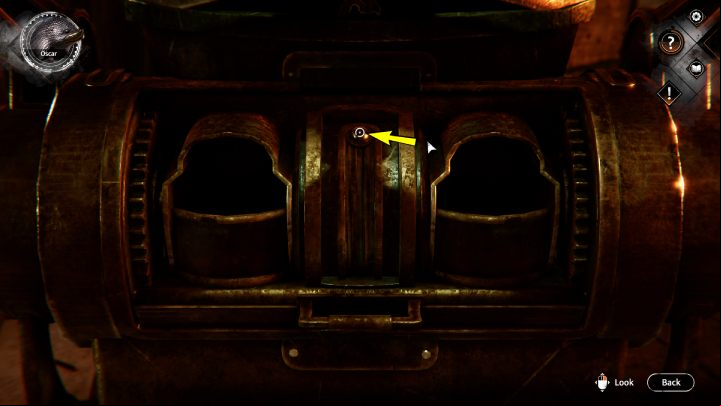 Switch to Oscar and click once on the arrow pointing up to make the machine rise a little - Syberia The World Before: Vaghen - Silberspiegel refuge, autumn 2005 part 4 - walkthrough - Walkthrough - Syberia The World Before Guide