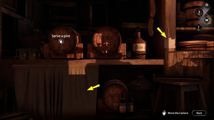 Go behind the counter and examine the barrels on the cabinet to the left - Siberia The World Before: Vaghen - Silberspiegel refuge, summer 1937 part 1 - walkthrough - Walkthrough - Syberia The World Before Guide
