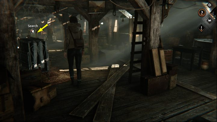 Use the lever by the stairs, then enter the refuge's attic - Syberia The World Before: Vaghen - Silberspiegel refuge, autumn 2005 part 1 - walkthrough - Walkthrough - Syberia The World Before Guide