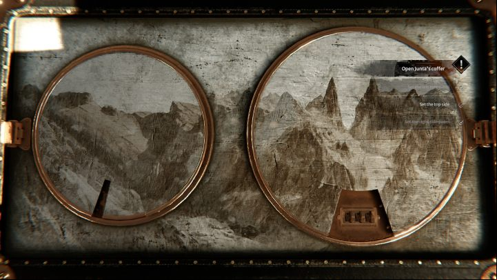 Once the s on the left and right sides of the coffer are set, examine the top of the coffer - Syberia The World Before: Vaghen - Silberspiegel refuge, autumn 2005 part 1 - walkthrough - Walkthrough - Syberia The World Before Guide