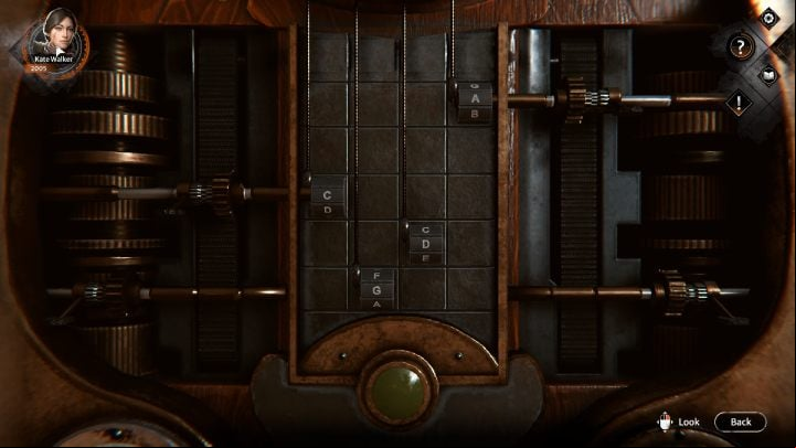 When the door of the machine opens, examine its mechanism - Syberia The World Before: Vaghen - Musician district, autumn 2005 - walkthrough - Walkthrough - Syberia The World Before Guide