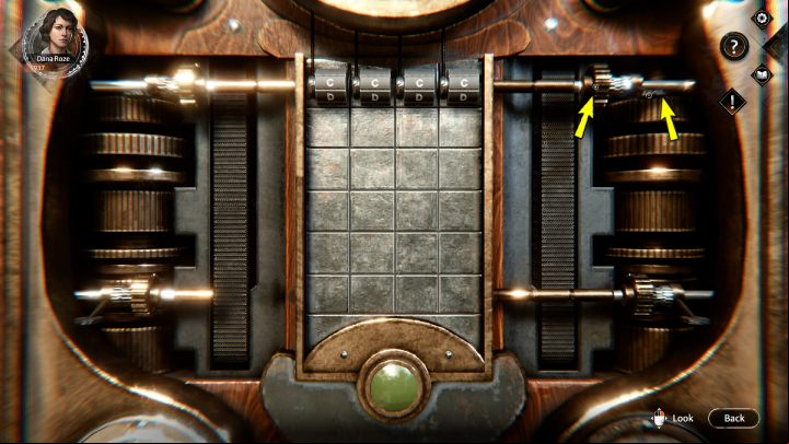 By holding down the left mouse button, you can grab the slider and move it up and down and side while grabbing the mechanism's elements - Syberia The World Before: Vaghen - Musician district, autumn 2005 - walkthrough - Walkthrough - Syberia The World Before Guide