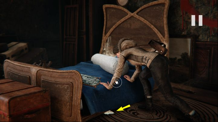 Move the bed and pick up the missing sketch piece - Siberia The World Before: Vaghen - Bridge of Mists, autumn 2005 part 1 - walkthrough - Walkthrough - Syberia The World Before Guide