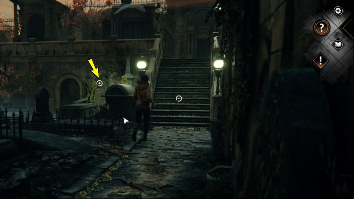 Pick up Oscar, whom you left by the cemetery map earlier - Syberia The World Before: Baden Island, cemetery part 2 - walkthrough - Walkthrough - Syberia The World Before Guide